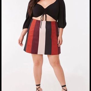 Forever 21 Plus Colorblock Suede Skirt 0X Maroon